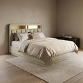 White Engineered Wood Queen Bed with Storage by Zodiya