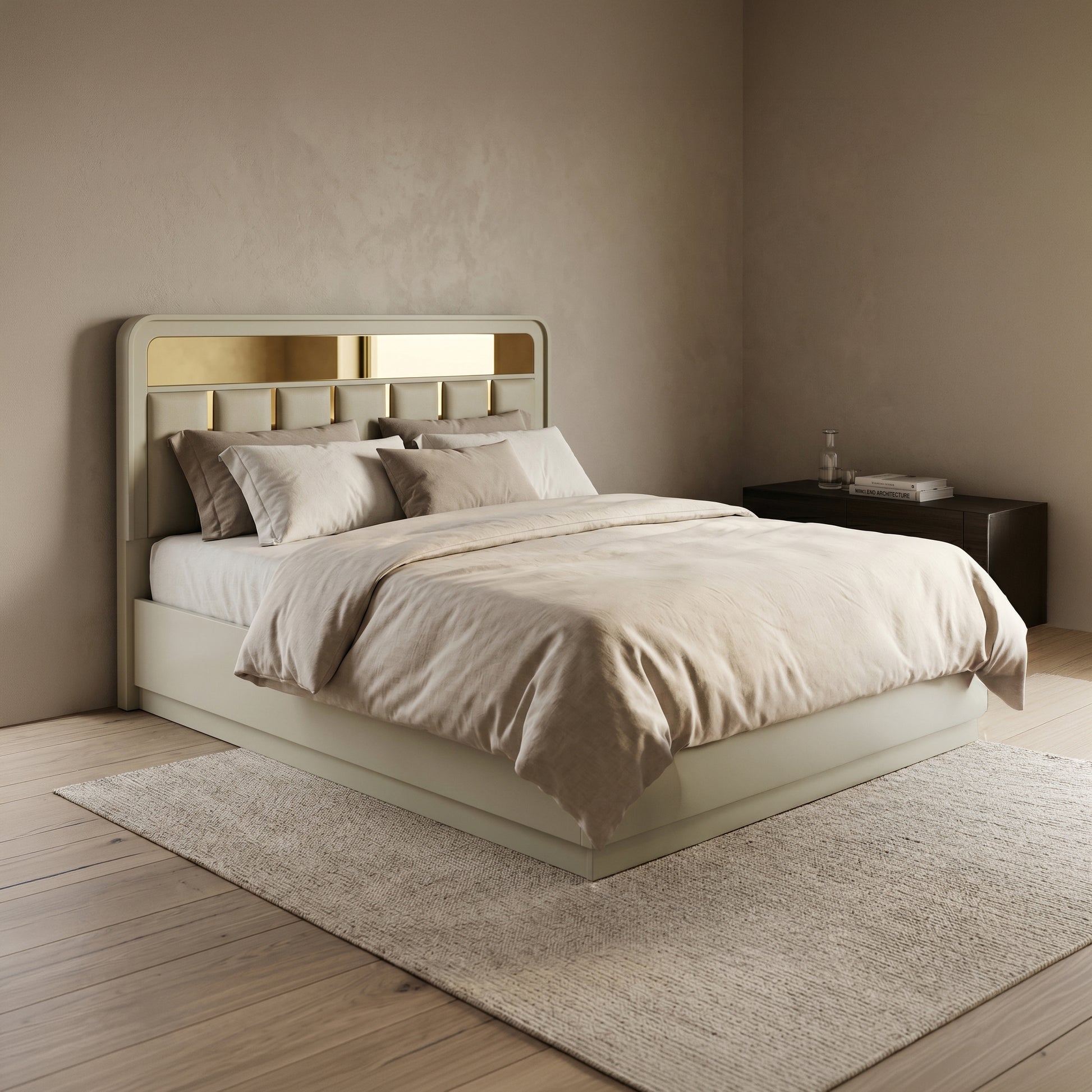 White Engineered Wood Queen Bed with Storage by Zodiya-1