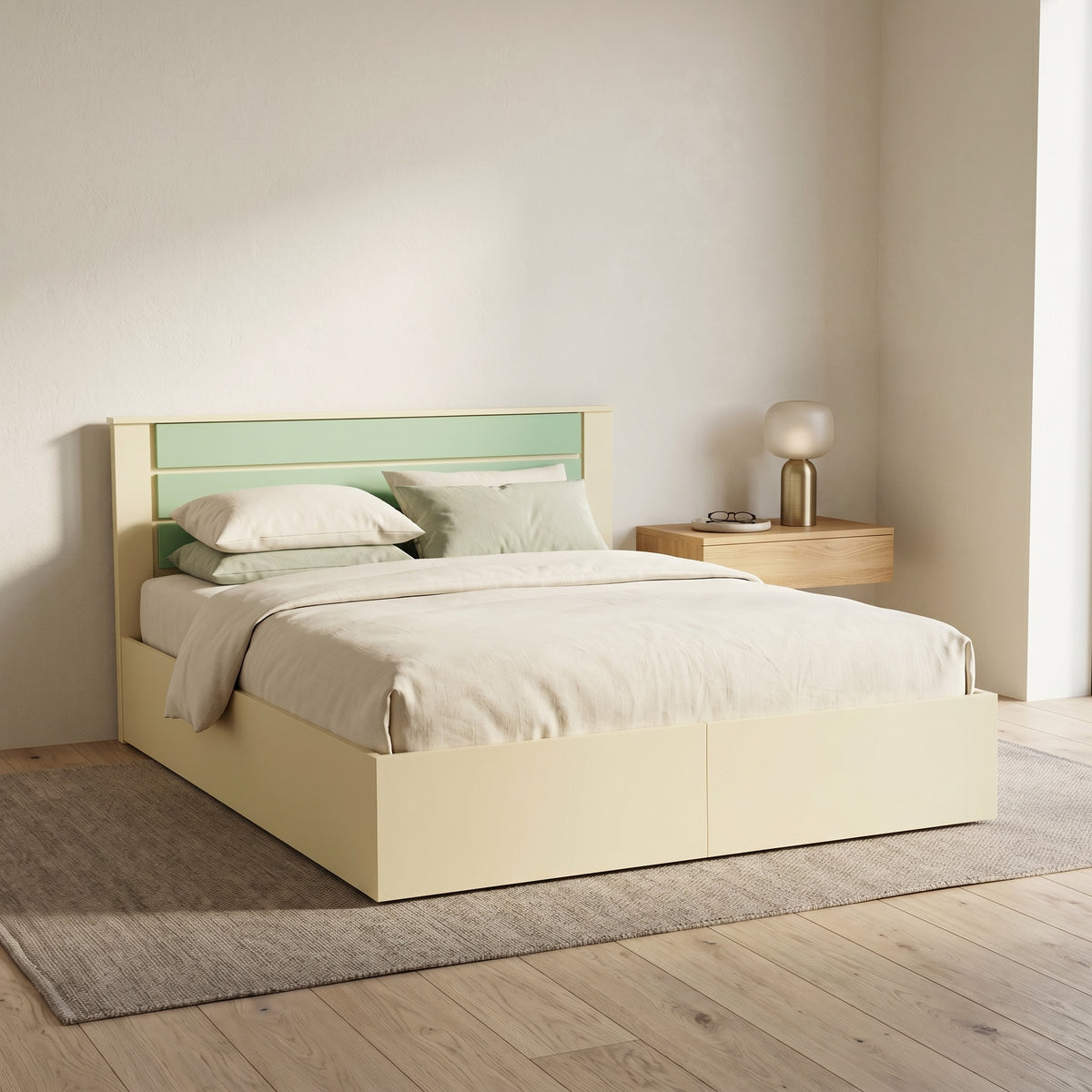 Lormier Engineered Wood White King Size Bed With Storage By Zodiya