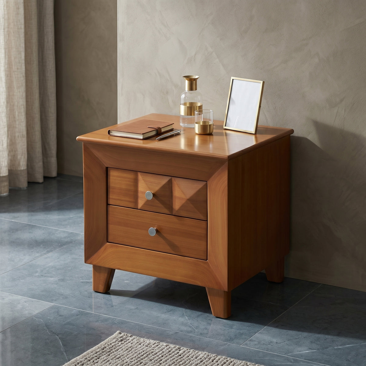 Lunexis Wooden Bedside with 2 Drawers by Zodiya