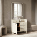 Engineered Wood White Dressing Table with Mirror & 4 Drawers by Zodiya