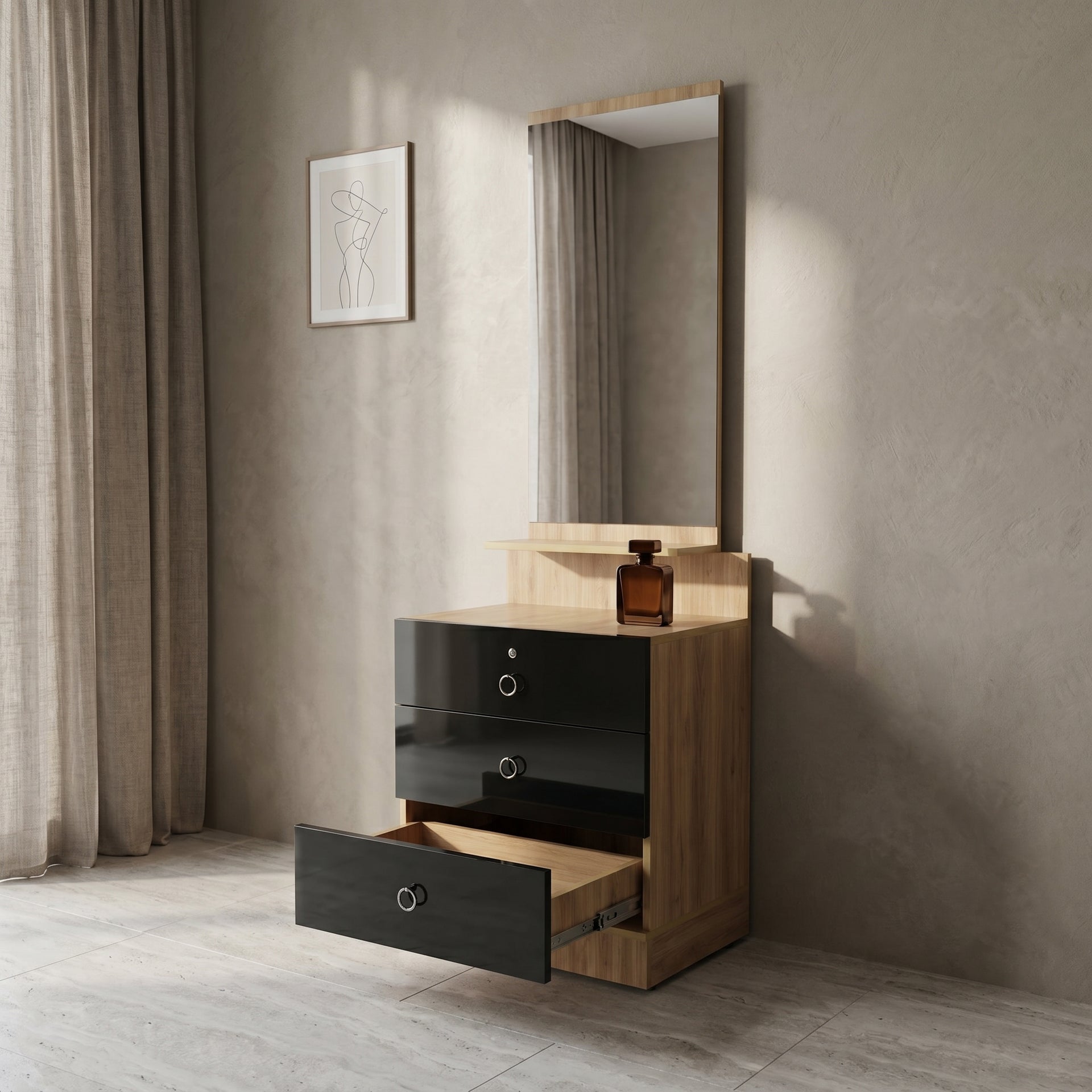 Wooden Dressing Table with 3 Drawers by Zodiya