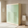 Lormier Engineered Wood Green 4 Door Wardrobe By Zodiya