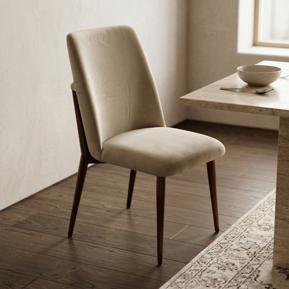 Beige Velvet Dining Chair by Zodiya