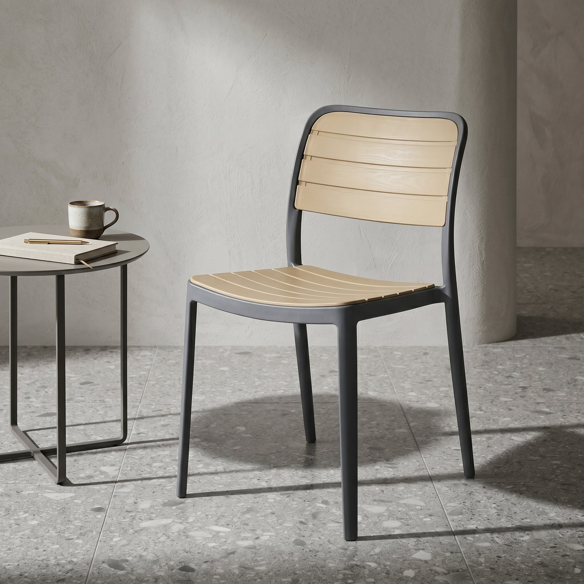 Grey Frame Pastic Chair by Zodiya