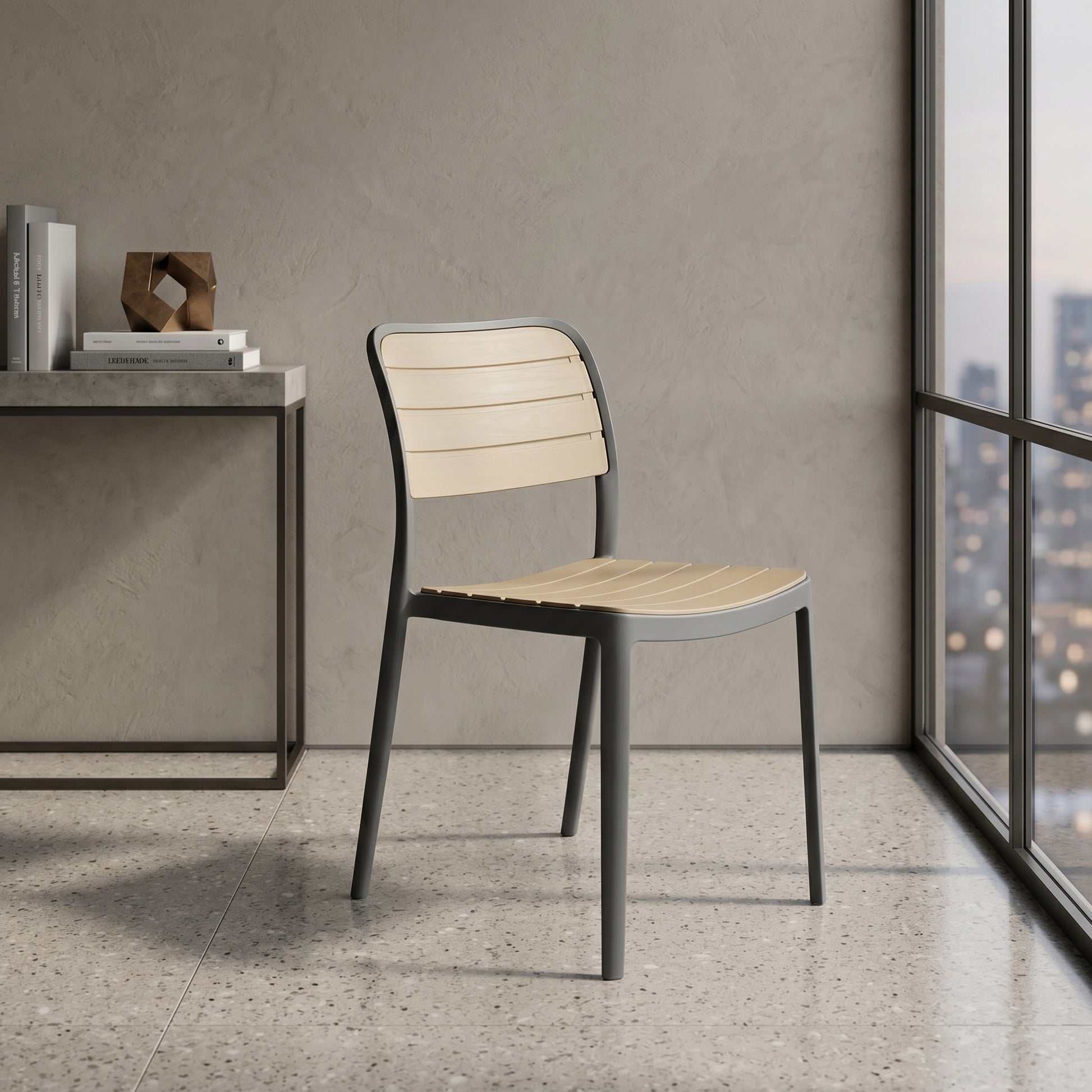 Grey Frame Pastic Chair by Zodiya-1
