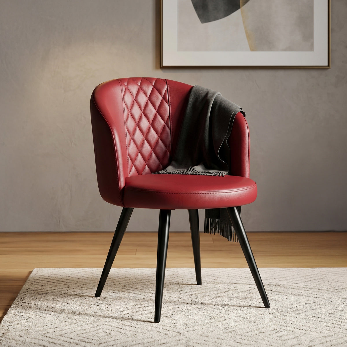 Crimson Red Leather Dining Arm Chair by Zodiya
