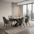 Rectangular Marble Dining Table with Black X-Base by Zodiya
