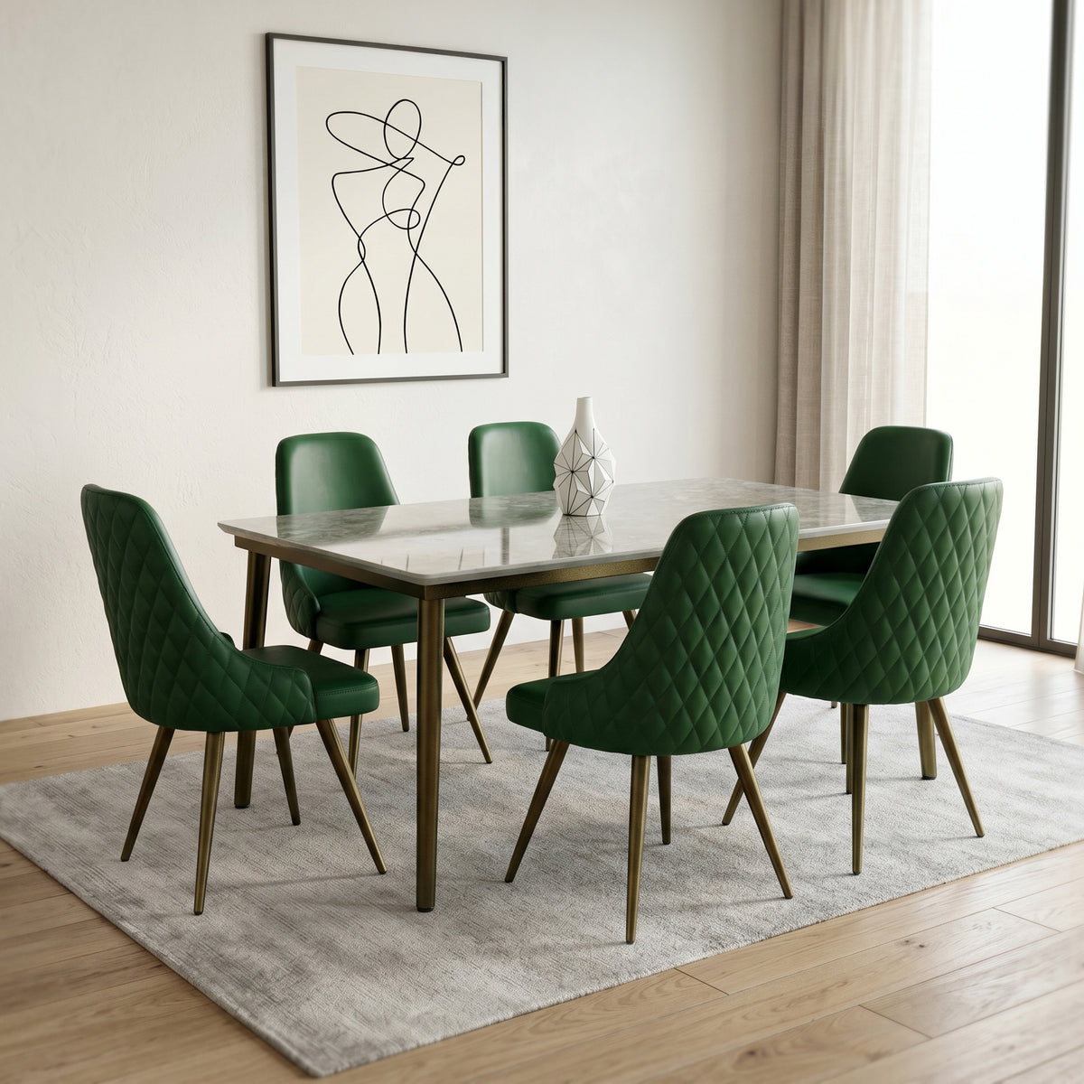 Grey Marble 6 Seater Dining Set by Zodiya