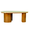 Triangular White Marble Coffee Table with Bronze Legs by Zodiya
