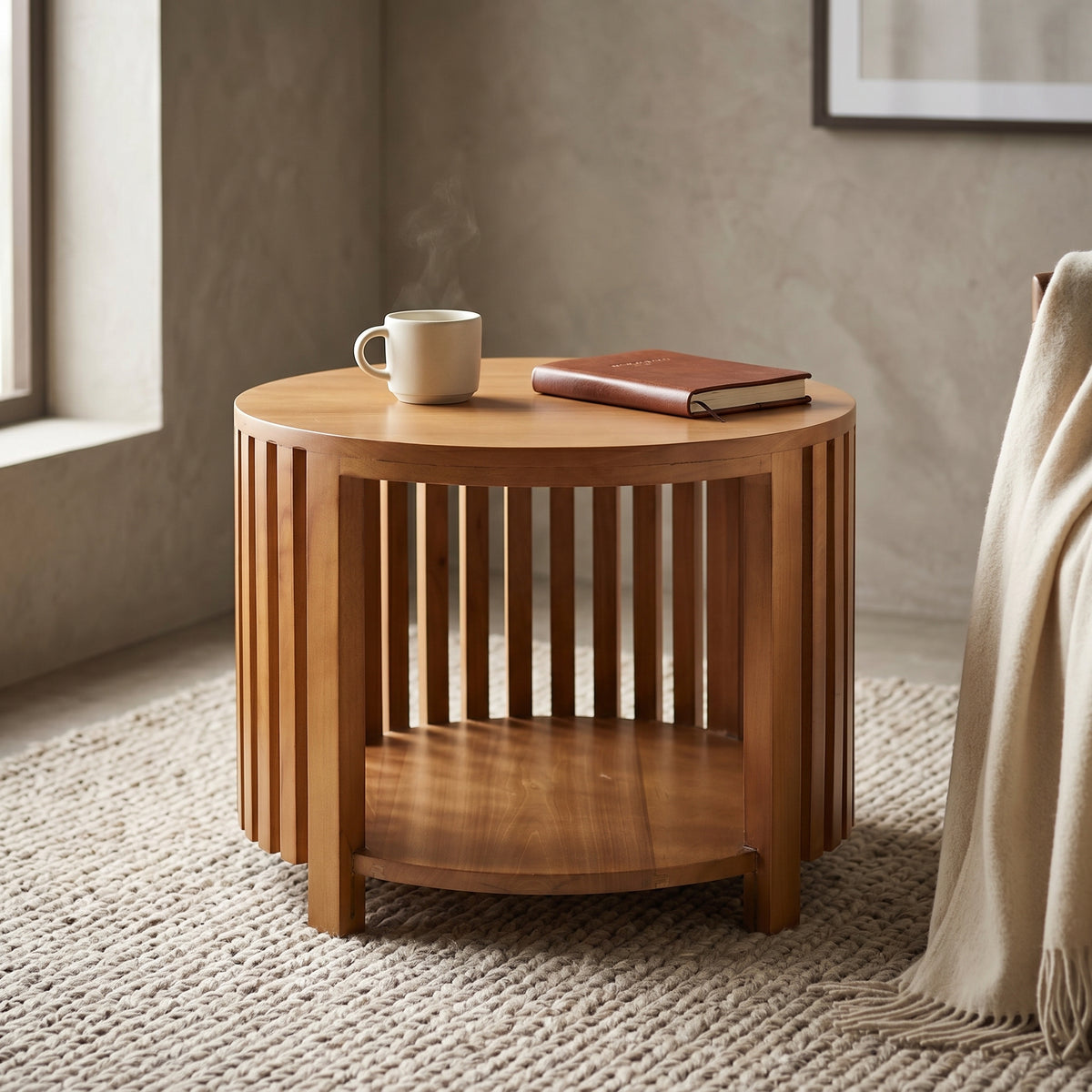 Wooden Round Coffee Table By Zodiya