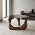 Triangle Glasstop Wooden Base Coffee Table By Zodiya