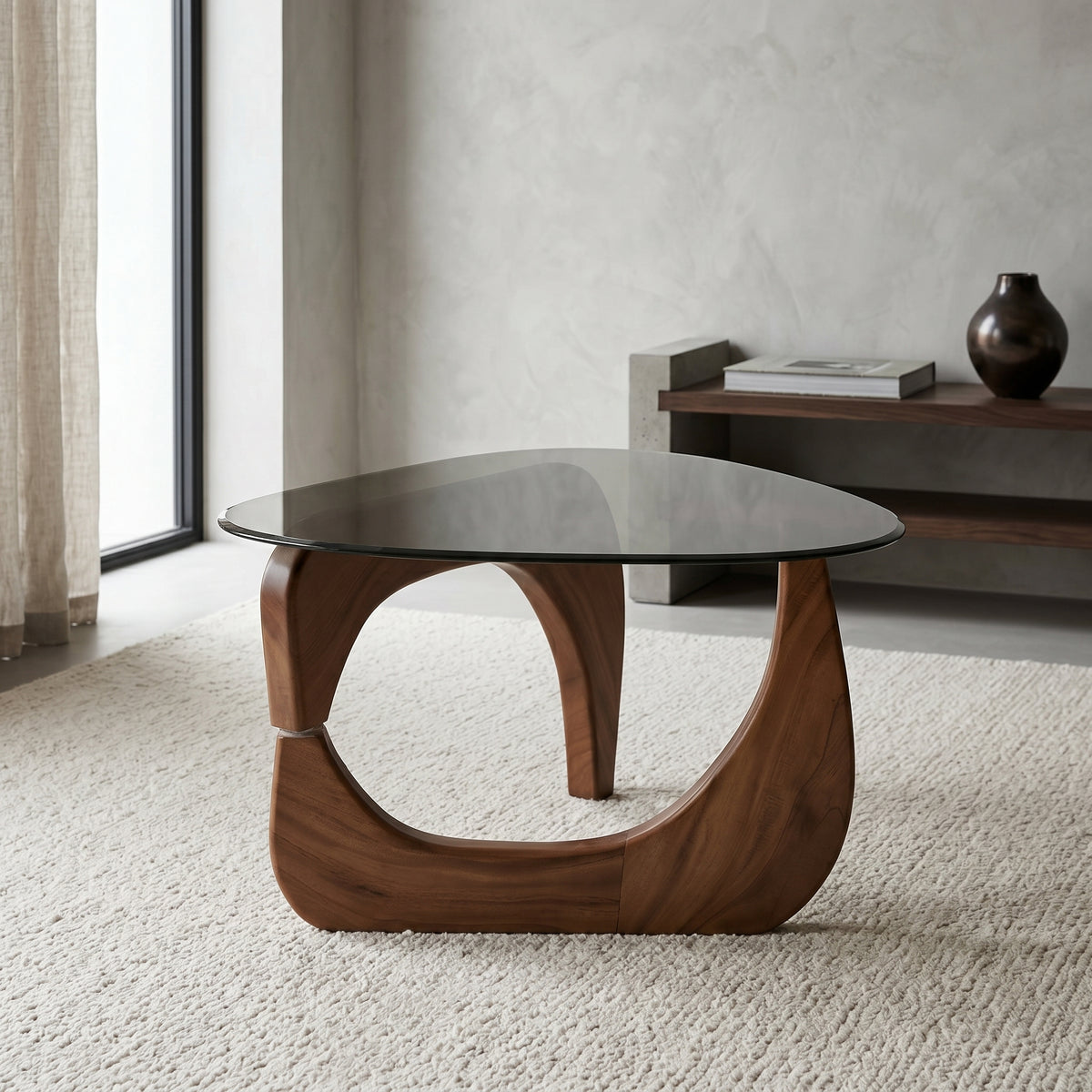 Triangle Glasstop Wooden Base Coffee Table By Zodiya