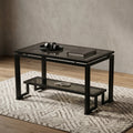 Black Glasstop Metal Coffee Table By Zodiya