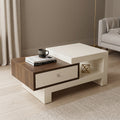 White Engineered Wood Coffee Table with Storage by Zodiya