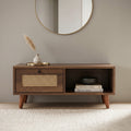 Orvanta Round White Coffee Table with Wooden Base by Zodiya