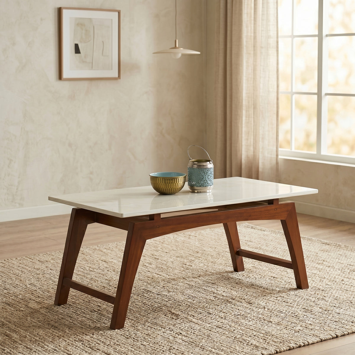 Zerethon Square Marble Wooden Coffee Table by Zodiya