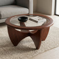 Veltrix Round Glasstop Wooden Coffee Table by Zodiya