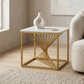 Elegant Square Marble Side Table with Gold Frame by Zodiya