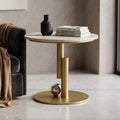 Round Side Table with Gold Base (pedestal) by Zodiya