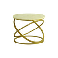 Round Marble Side Table with Gold Base (Geometric) by Zodiya