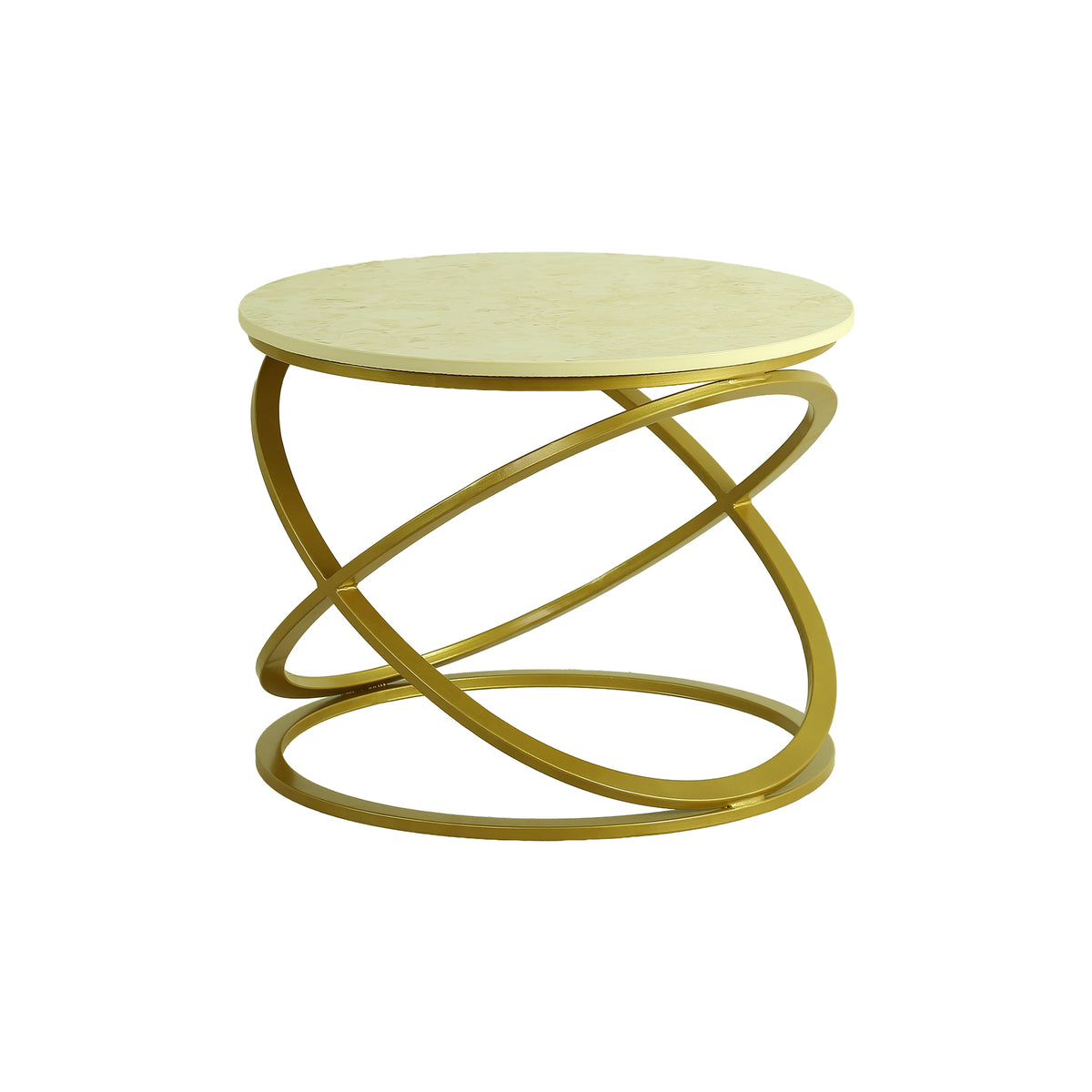 Round Marble Side Table with Gold Base (Geometric) by Zodiya