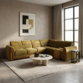 Jester Yellow Velvet L-Shape Sectional Sofa ( 5 seater) by Zodiya