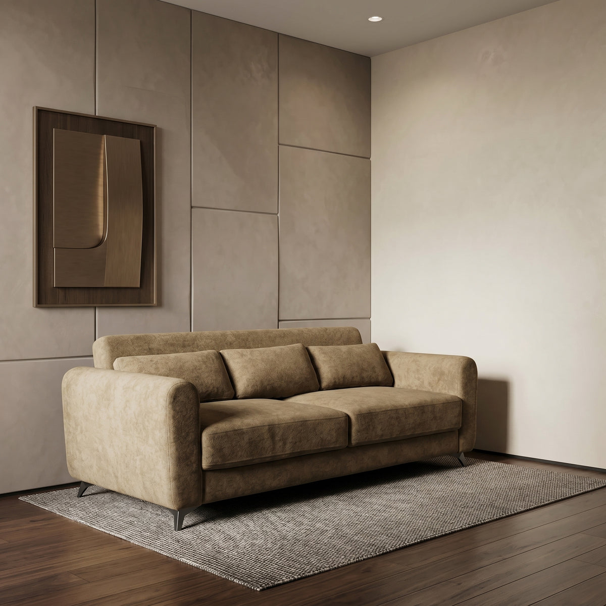 Contoura Taupe Fabric 3 Seater Sofa by Zodiya
