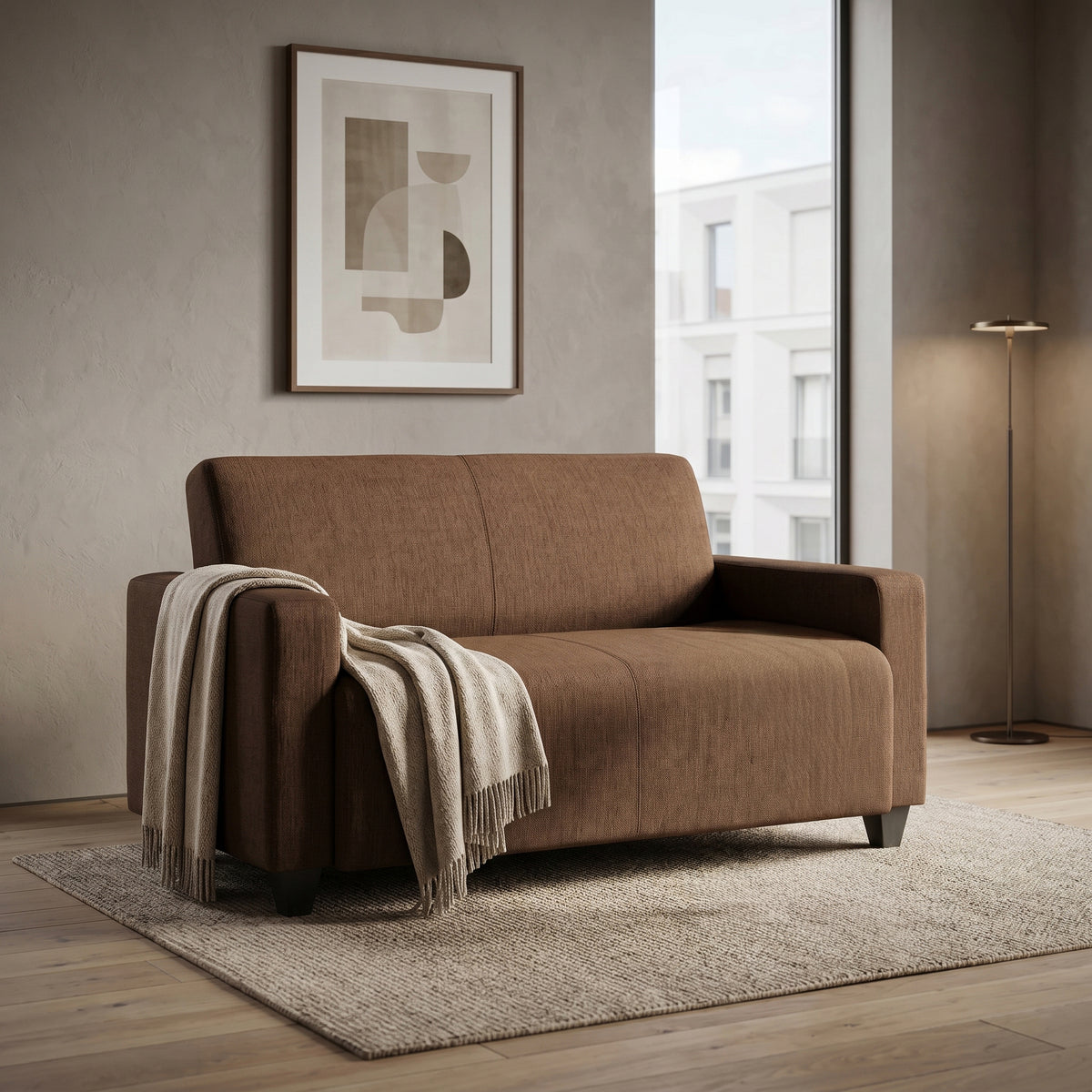 Cospe Brown Fabric 2 Seater Sofa by Zodiya