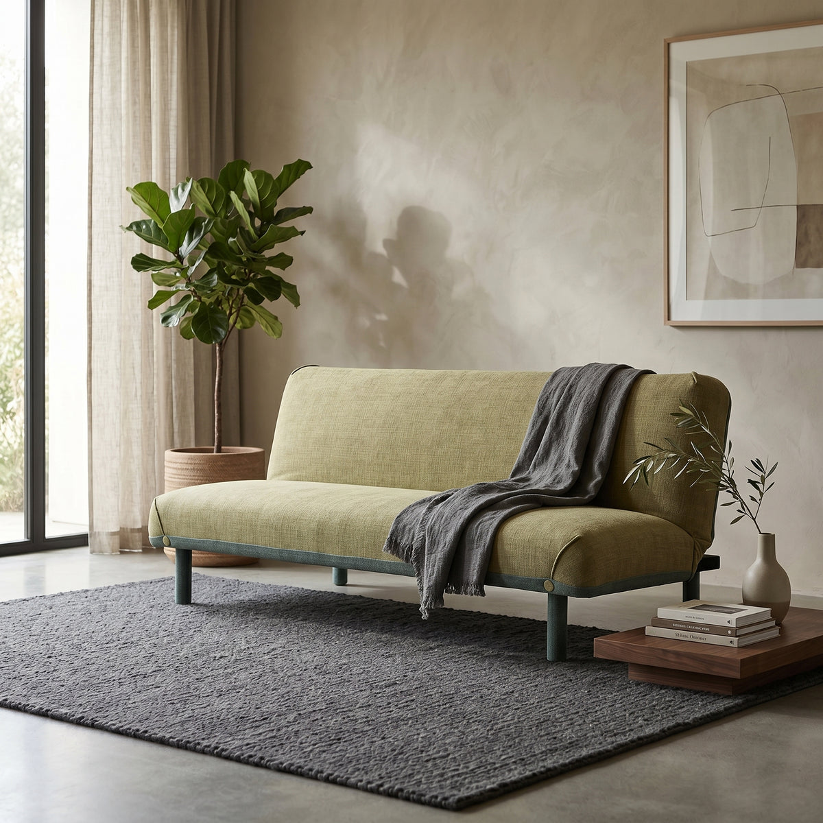 Corrina Green Fabric Sofa Cum Bed by Zodiya