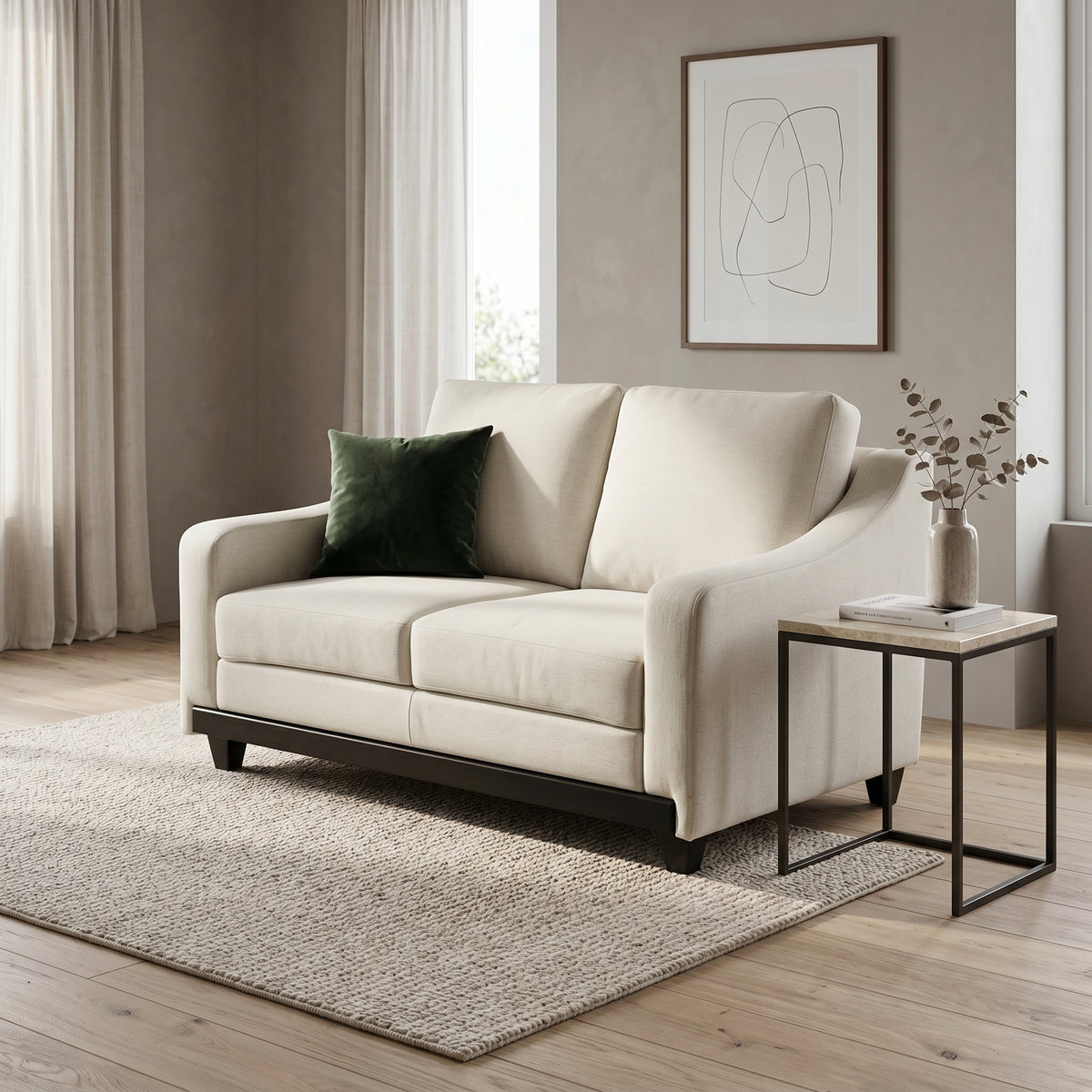 Apholine White 2 Seater Sofa by Zodiya