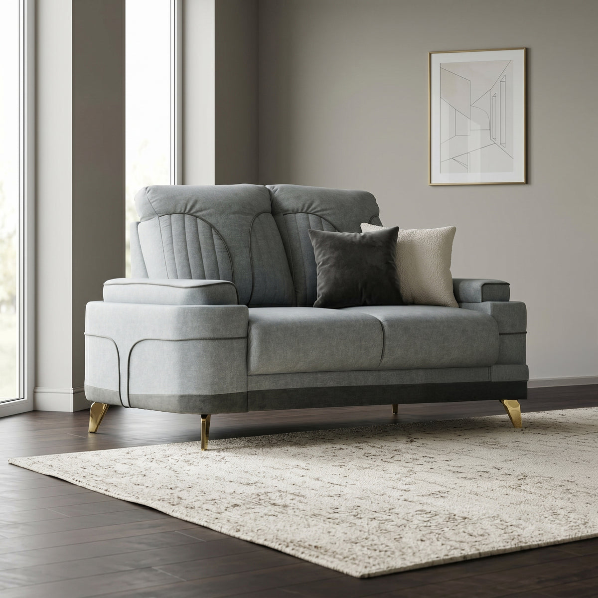 Omega Grey 3 Seater Fabric Sofa by Zodiya