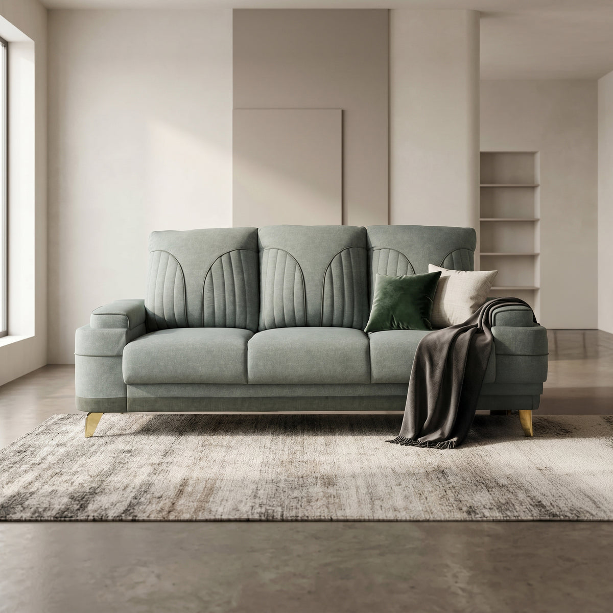 Omega Grey 2 Seater Fabric Sofa by Zodiya