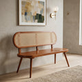 Wooden Bench with Rattan Backrest By Zodiya