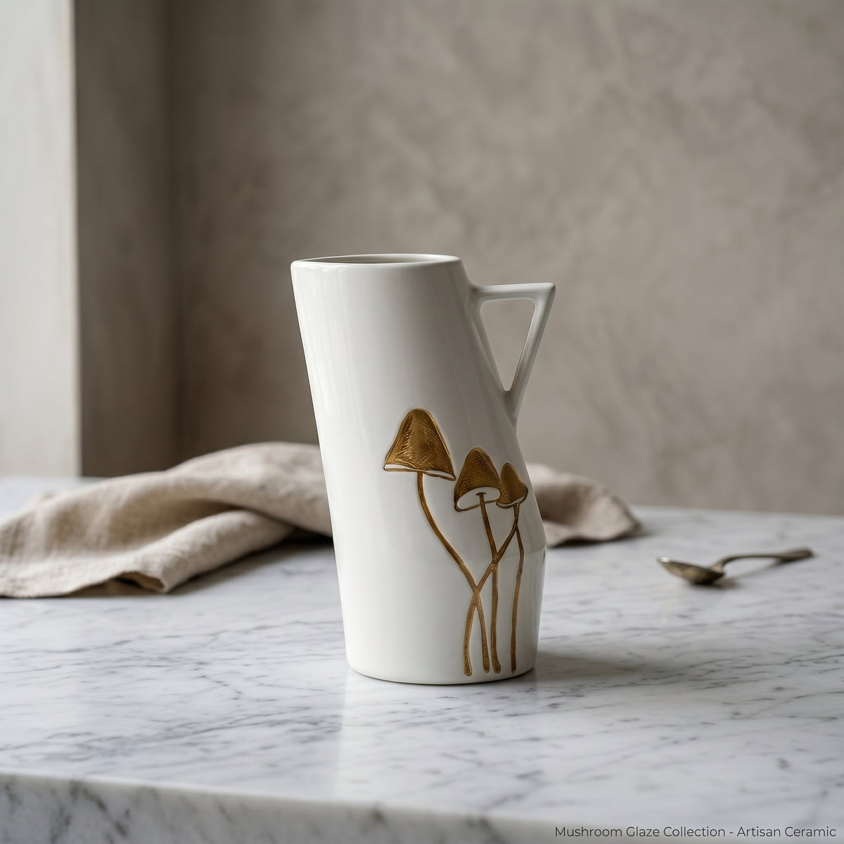 White Slanted Ceramic Flower Vase By Zodiya
