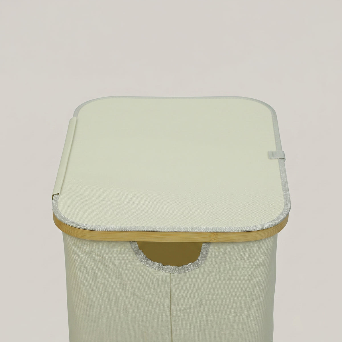 Cream Canvas Laundry Basket With Lid By Zodiya