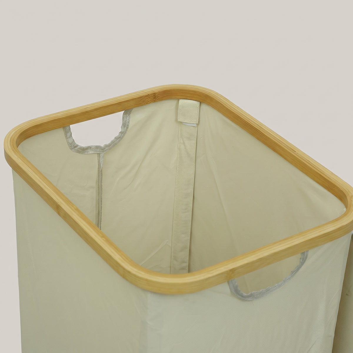 Cream Canvas Laundry Basket With Lid By Zodiya