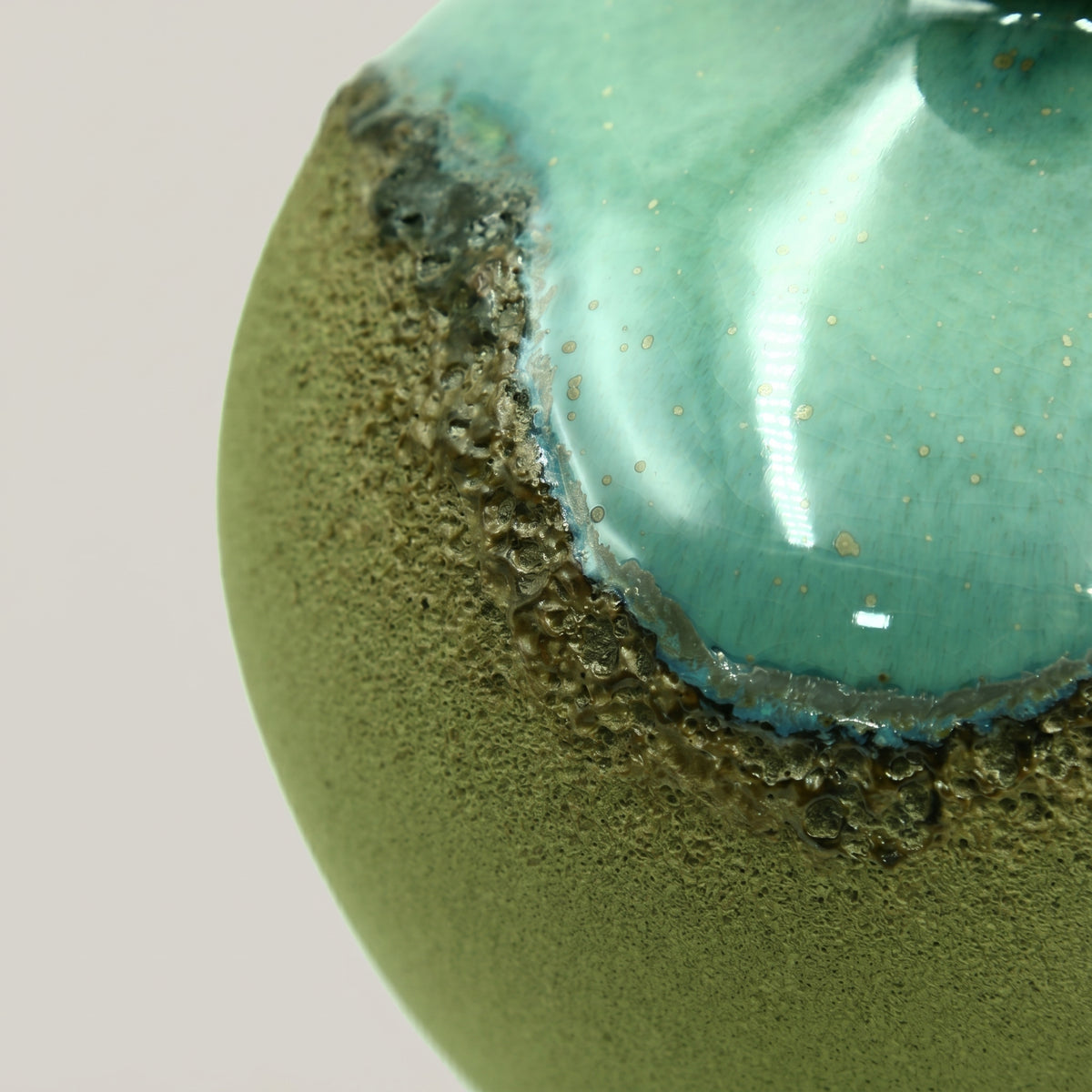 Green Ceramic Flower Vase (Small, Moon Jar) by Zodiya