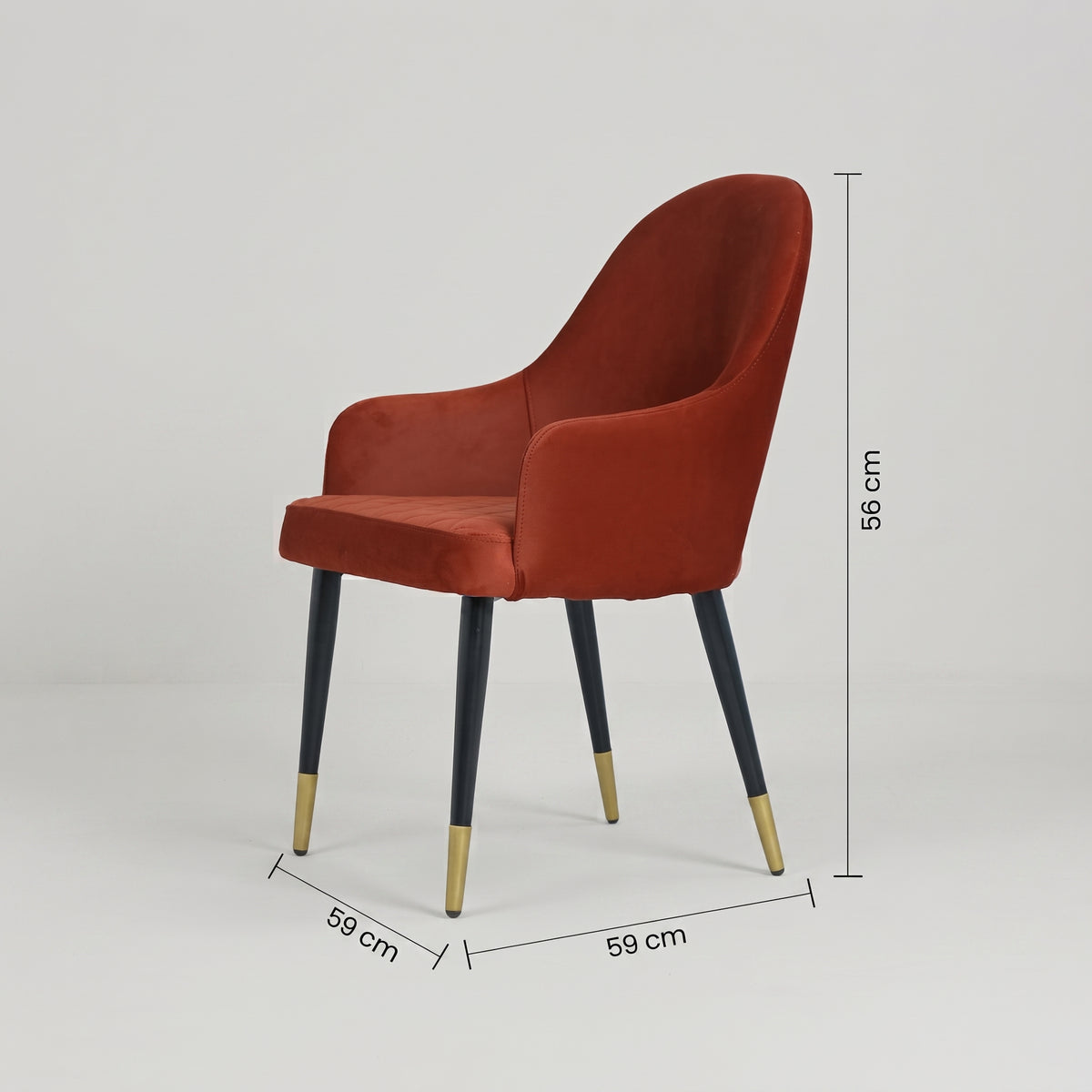 Red Velvet Dining Arm Chair by Zodiya