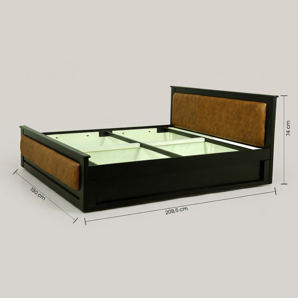 Black Engineered Wood King Size Bed with Storage by Zodiya