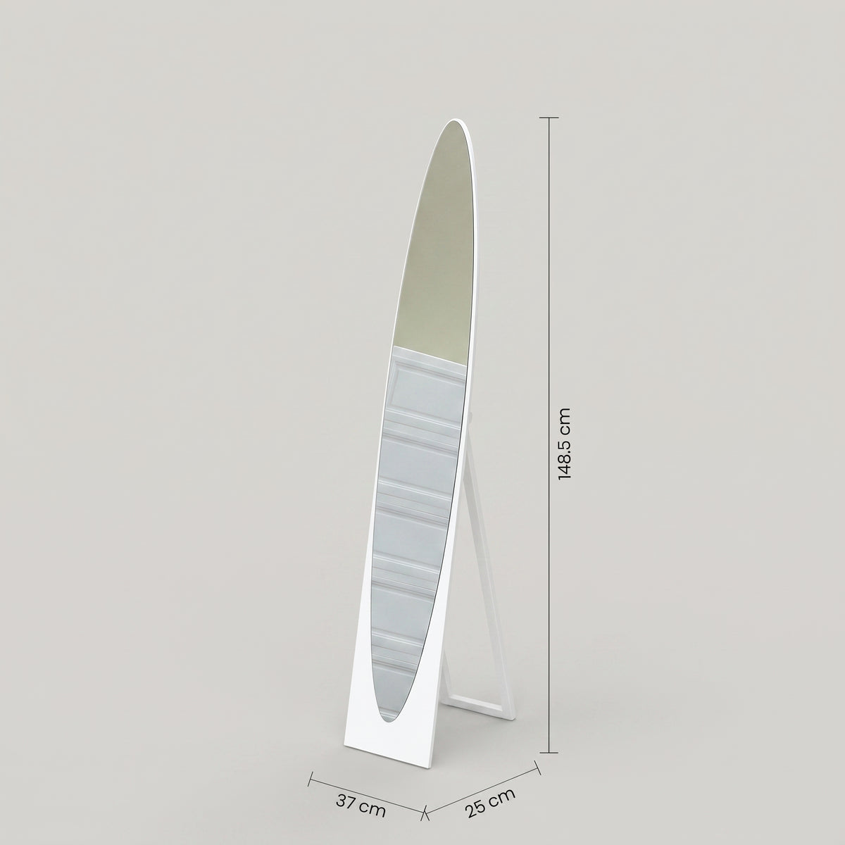 Silver Oval Metallic Standing Mirror by Zodiya