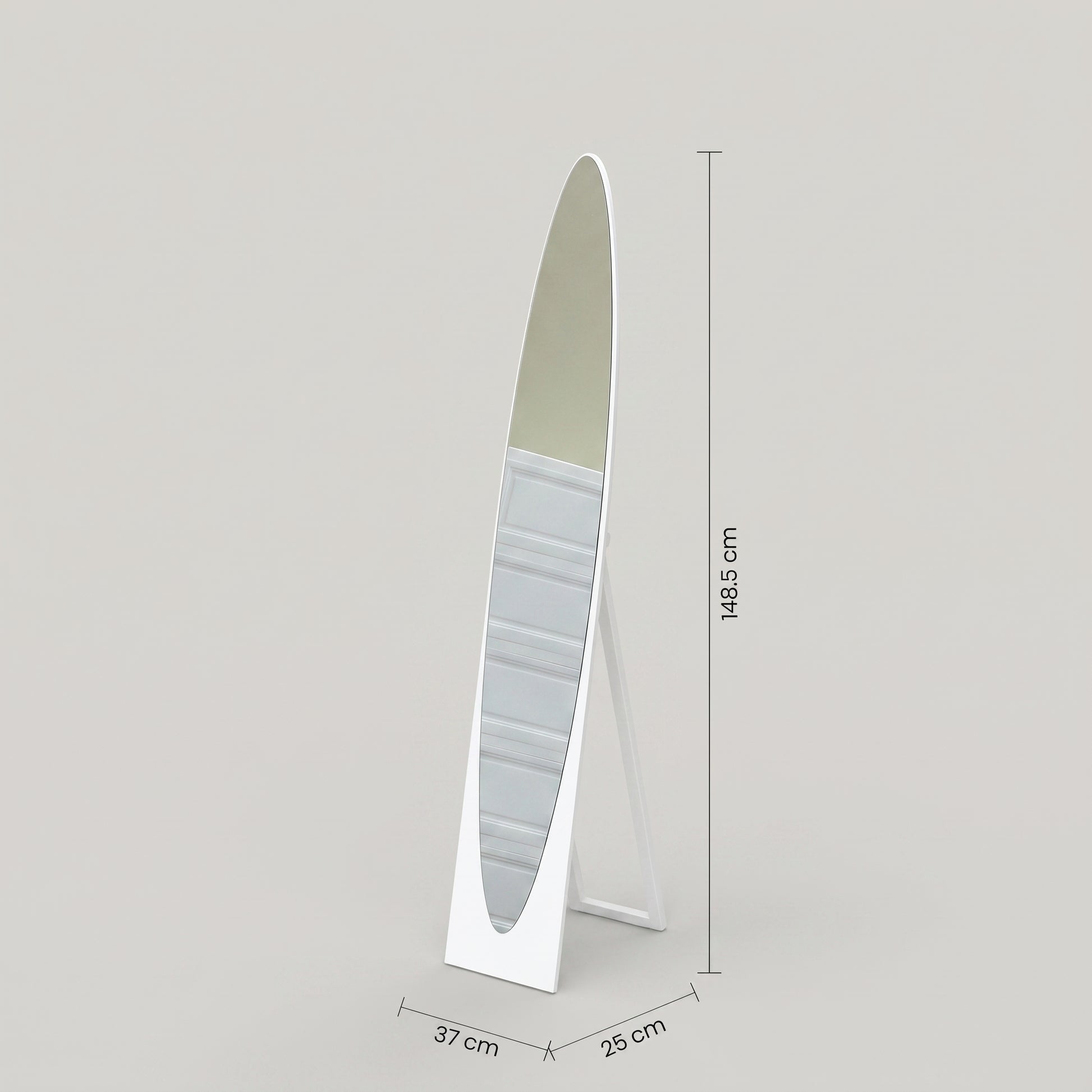 Silver Oval Metallic Standing Mirror by Zodiya-2
