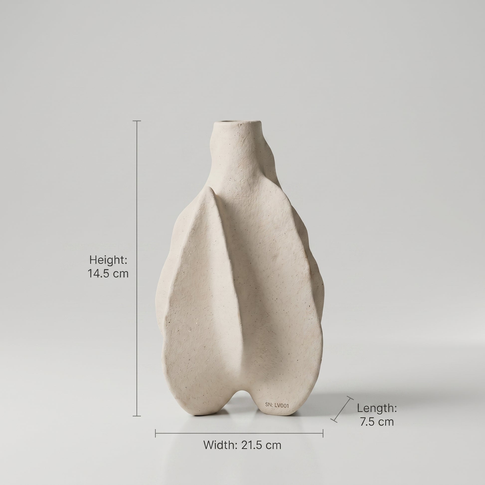 Beige Ceramic Stone Texture Vase by Zodiya-2
