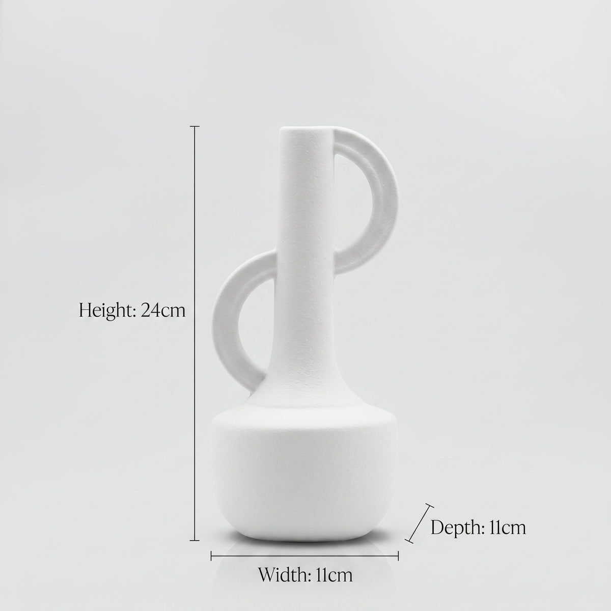 White Dual Handle Small Ceramic Vase By Zodiya
