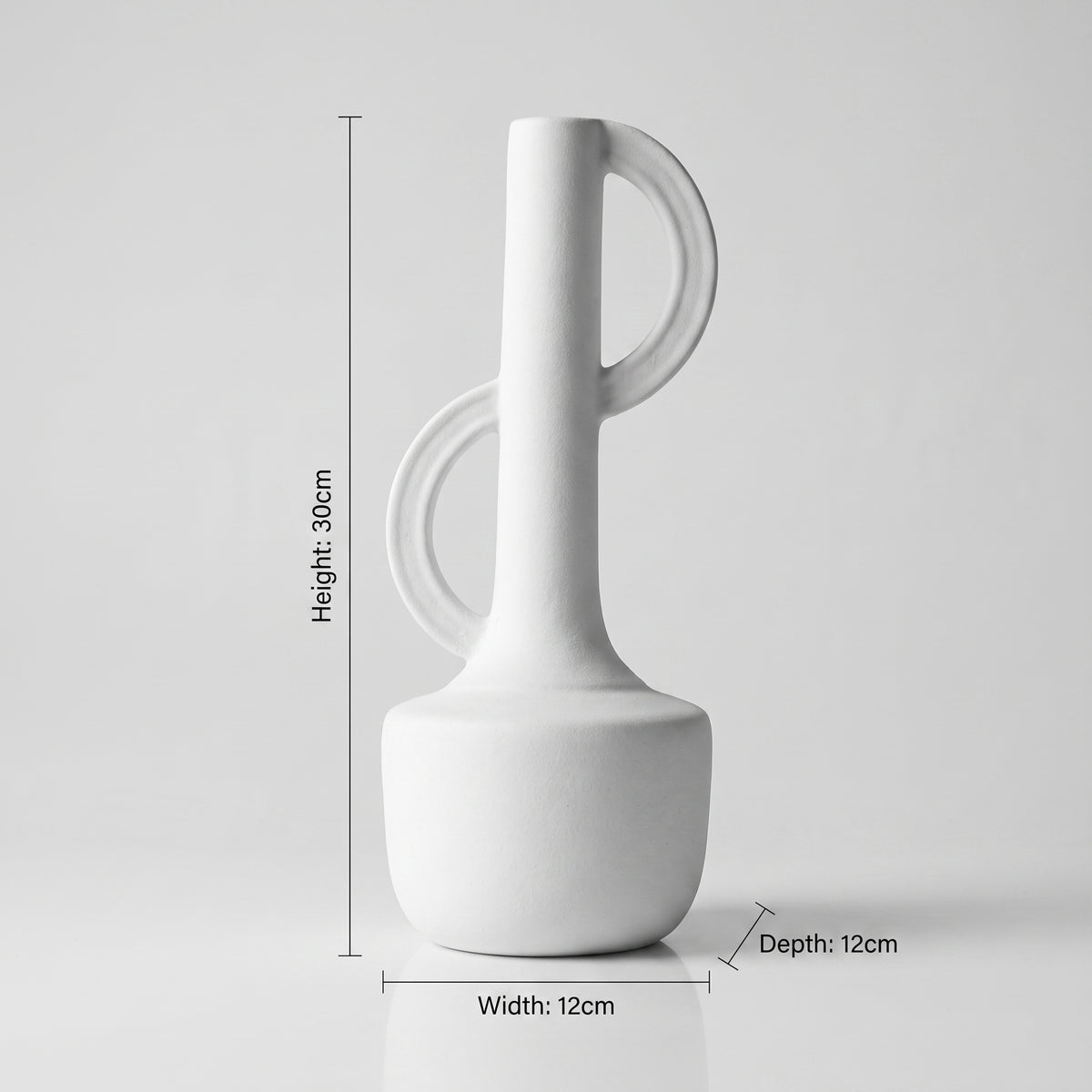 White Dual Handle Ceramic Bottle Vase By Zodiya