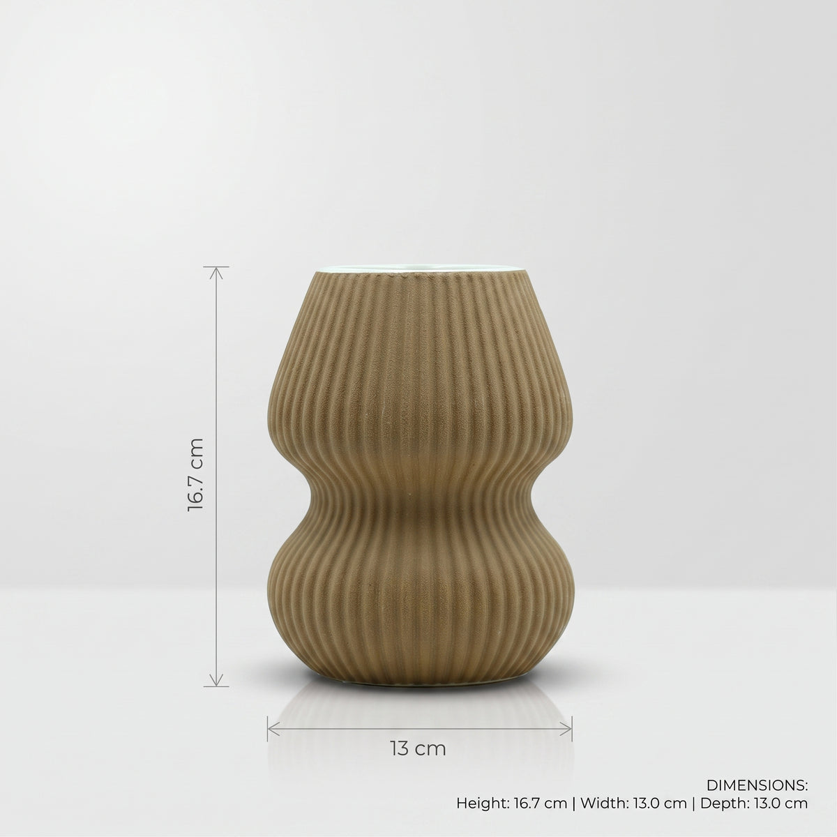 Brown Stripped Ceramic Vase By Zodiya
