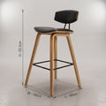 Tarno Black Cushioned Wooden Bar Chair by Zodiya