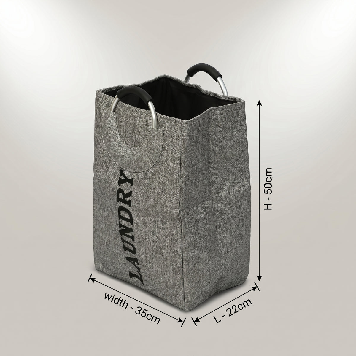 Grey Linen Laundry Bag with Ring Handles By Zodiya
