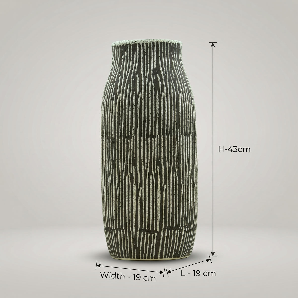 Black Ceramic Flower Vase (Cylindrical, large) By Zodiya