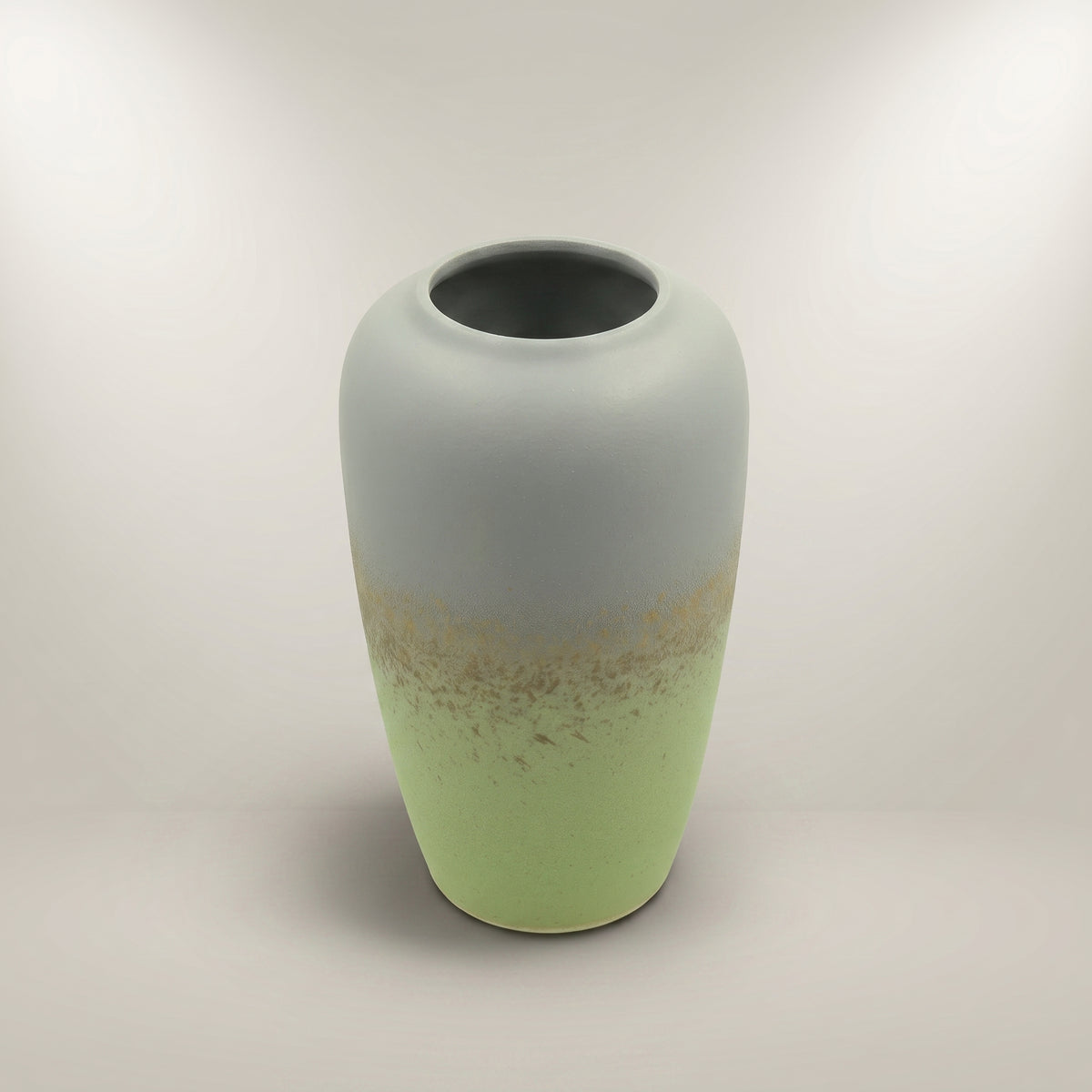 Ceramic Large Green and Grey Flower Vase By Zodiya